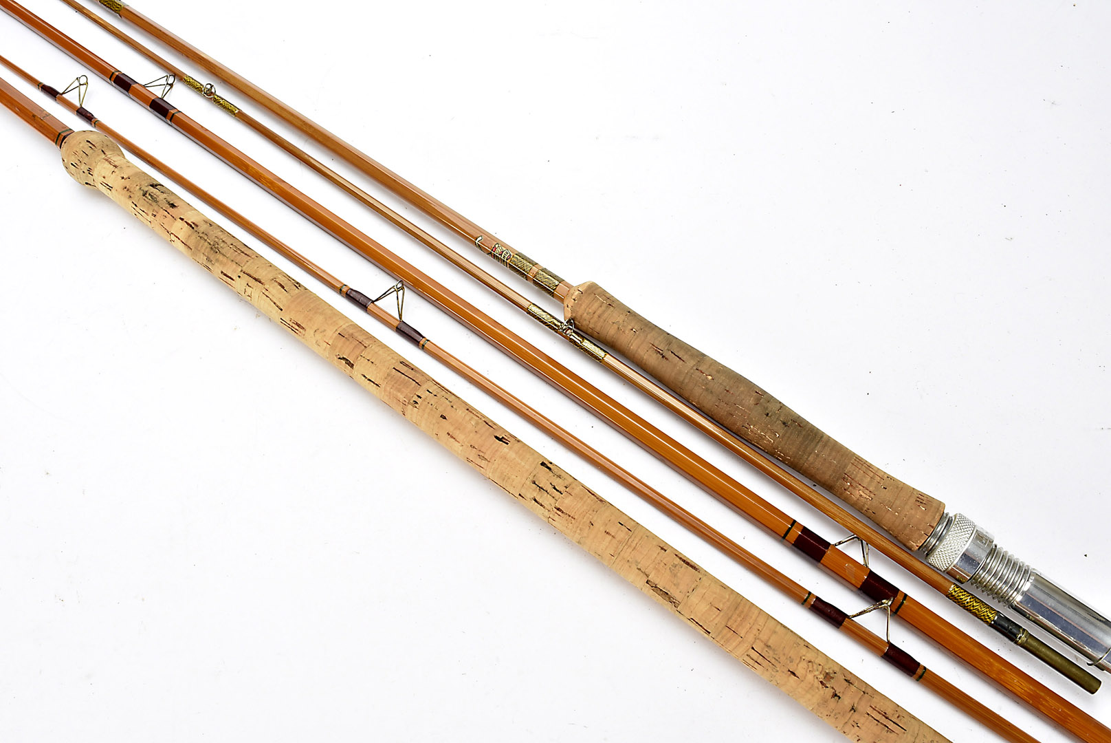 Angling Equipment, a good quality vintage Milwards" Troutrover" hexagonal cane trout fly rod, 8' 10" with bag, together with a B James & Son hexagonal cane course rod, 11' 6"